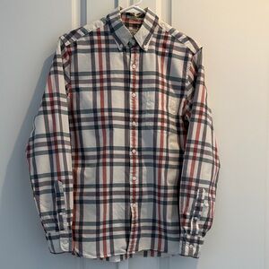 J. Crew Red and Blue Plaid Button-Down Shirt, 100% Cotton, Size S Slim